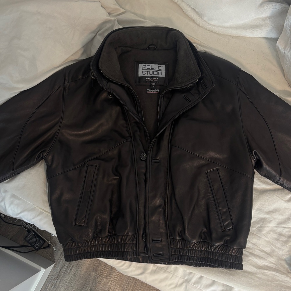 Pelle Studio Men's black Leather Bomber Jacket
